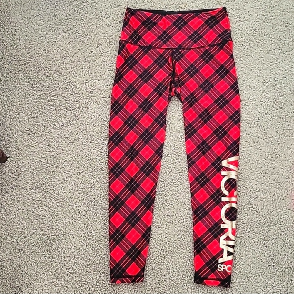 Victoria's Secret Red and Black Plaid Leggings